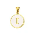 Gold Letter I Mother of Pearl Round Pendant Charm for DIY Necklace Bracelet Jewelry Accessory - Letter I