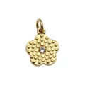 Gold flower pendant DIY jewelry accessory with crystal centerpiece and beaded texture. - Rhinestone Five-Petal Flower