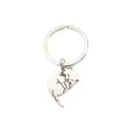 Silver metal keychain with a cute sleeping cat pendant, perfect accessory for keys. - Steel Sleeping Cat Keychain