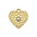 Gold heart pendant DIY jewelry accessory with crystal stone and beaded dot surface decor - Rhinestone Heart