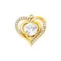 Goldfarbenes Herz Anhänger mit funkelnden Zirkonia Steinen für DIY Halskette Schmuck. - Strass Doppelpack Herz