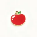Stainless steel red apple pendant charm, vibrant enamel drip oil DIY jewelry accessory. - Apple / S