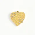 Pendentif cœur plaqué or 18k en acier inoxydable avec strass papillon accessoire bijoux DIY - Motif Cœur Six Strass