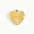Pendentif cœur plaqué or 18k en acier inoxydable avec strass sculpté accessoire bijoux DIY. - Rayon de Cœur Strass