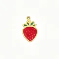 Gold titanium steel red strawberry charm pendant for DIY handmade jewelry bracelets earrings. - Strawberry with Dense Dots