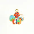 Colorful drip oil cartoon mushroom alloy pendant DIY handmade necklace jewelry accessory - Neon Glow Mushroom
