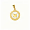 Stainless steel mother of pearl round butterfly pendant necklace DIY accessory jewelry - Butterfly