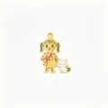 Gold metal girl and cat pendant charm diy handmade jewelry accessory with love text design. - Girl with Cat