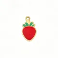 Gold-plated titanium steel strawberry pendant for DIY handmade jewelry bracelets and necklaces. - Large Fruit Strawberry