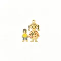 Gold metal boy and girl couple charm pendant DIY jewelry accessory enamel sweet design - Mother And Child Combination