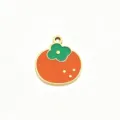 Stainless steel fruit enamel charm pendant DIY jewelry making accessories necklace - Persimmon / S