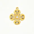 Pendentif croix en strass doré en acier inoxydable accessoire de bijouterie DIY. - Fleur Croix Strass