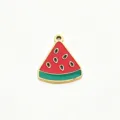 Stainless Steel Watermelon Pendant DIY Jewelry Charm Enamel Red Fruit Component - Watermelon / S