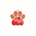 Ciondolo impronta zampetta animale smalto acciaio titanio DIY collana bracciale gioiello - Impronta di zampa a contrasto rosa