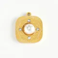 Pendentif carré perle plaqué or 18k en acier inoxydable accessoire de bijoux collier DIY - Grande Perle Artificielle Carrée