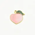Cute Peach Enamel Metal Pendant Gold Edge DIY Jewelry Charm Accessory for Bracelet Necklace - Peach / S