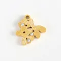 Acier inoxydable plaqué or 18k DIY papillon fleur pendentif breloque accessoires pour collier - Fleur Papillon Strass
