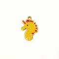 Stainless steel golden seahorse charm pendant for handmade DIY jewelry making necklaces and bracelets. - 10 Seahorses
