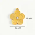 Pendentif fleur or en acier inoxydable accessoire bijoux DIY avec strass et dimensions. - Fleur à Cinq Pétales avec Strass