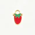 Gold stainless steel strawberry pendant enamel charm for DIY jewelry making earrings bracelet - Small Broad Leaf Strawberry