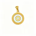 Gold titanium steel mother of pearl round pendant DIY charm necklace bracelet jewelry accessory - Gear Shape
