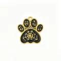 Titanium steel enamel pet paw pendant with gothic spider web design, DIY necklace accessory. - Spider Web Black Paw Print