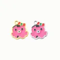 Stainless steel pink octopus pendant DIY charm cute animal jewelry making accessories - Octopus / 5-Piece Set / Steel
