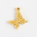 Gold titanium steel butterfly pendant DIY jewelry accessory with textured wings for handmade crafts. - Relief Butterfly Pendant