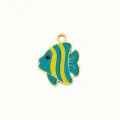 Cute tropical fish metal enamel charm pendant DIY handmade jewelry making accessory - Blue Tropical Fish / 5-Piece Set