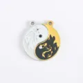 Yin Yang dragon metal couple split pendant DIY necklace bracelet phone chain accessory - Black & White Tai Chi - Steel Pair