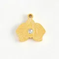 Pendentif fleur d'orchidée dorée en acier inoxydable strass accessoire bijoux DIY - Petite Pièce de Fleur Queue de Phénix