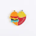 Best friend burger and fries puzzle split enamel pendant charm for DIY jewelry making. - Burger & Fries - Steel Color Pair