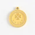 Gold Four-Leaf Clover Pendant DIY Jewelry Accessory Lucky Charm Metal Component 1pc - Lucky Round Pendant