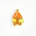 Cute cartoon mushroom enamel alloy pendant for DIY handmade earrings, necklaces, and keychains. - Brownish Yellow Mushroom