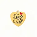 Titanium steel heart pendant featuring a cute dog and child graphic, ideal for DIY pet souvenir jewelry. - Hugging Dog Heart