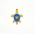 Stainless Steel Turtle Charm Gold Blue Enamel DIY Necklace Bracelet Jewelry Accessory - 18 Blue Shell Heart Turtle