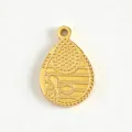 18K Gold Plated Titanium Steel Teardrop DIY Pendant Butterfly Pattern Jewelry Accessory - Teardrop Pattern Pendant