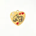 Titanium steel heart pet pendant cat human line art charm DIY necklace bracelet accessory - Clingy Cat Heart