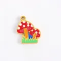 Colorful enamel cartoon mushroom alloy pendant DIY necklace earrings jewelry accessories. - In-Forest Mushroom
