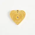 Gold stainless steel heart pendant retro embossed radiant charm DIY jewelry necklace making accessory - 11 Ray Pattern Heart Charm