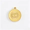 Gold stainless steel evil eye sun pendant for DIY necklace bracelet jewelry making. - Sun Eye Round Pendant