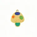 Colorful enamel cartoon mushroom alloy pendant for DIY handmade jewelry accessories. - Textured Mushroom