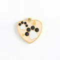 Gold stainless steel heart enamel paw print charm DIY necklace bracelet jewelry accessory - Paw Heart Shape