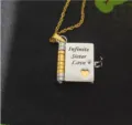 Stainless steel book pendant necklace with engraved sister love text and gold chain variant - Sister Style Two-Tone Book - Engraved