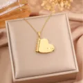 Gold stainless steel heart locket pendant necklace for women love letter couple jewelry gift - Gold Heart Book Necklace