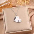 Stainless Steel Heart Love Letter Pendant Necklace for Women Fashion Jewelry Gift - Two-Tone Black Heart Book Necklace