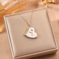 Stainless steel heart love letter pendant necklace, stylish double tone jewelry. - Lover's Two-tone Gold Heart Book Necklace