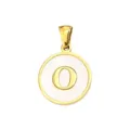 Gold letter O mother of pearl round pendant charm for DIY necklace jewelry accessory - Letter O