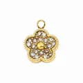 Goldfarbener Blumen Anhänger DIY Schmuck Zubehör Kristall Strass Halskette Teil Stück - Voll Strass Fünfblättrige Blume Groß