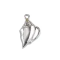 Pendentif coquillage 3D en acier inoxydable, accessoire de bijoux DIY marin argenté. - 25 Conque pointue lisse